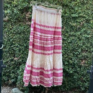 Alba monti skirt tiered elastic waist size xs pink and off white